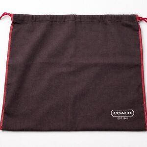 Authentic Coach Dust Bag Brown w/ Red Stitching Drawstring Storage